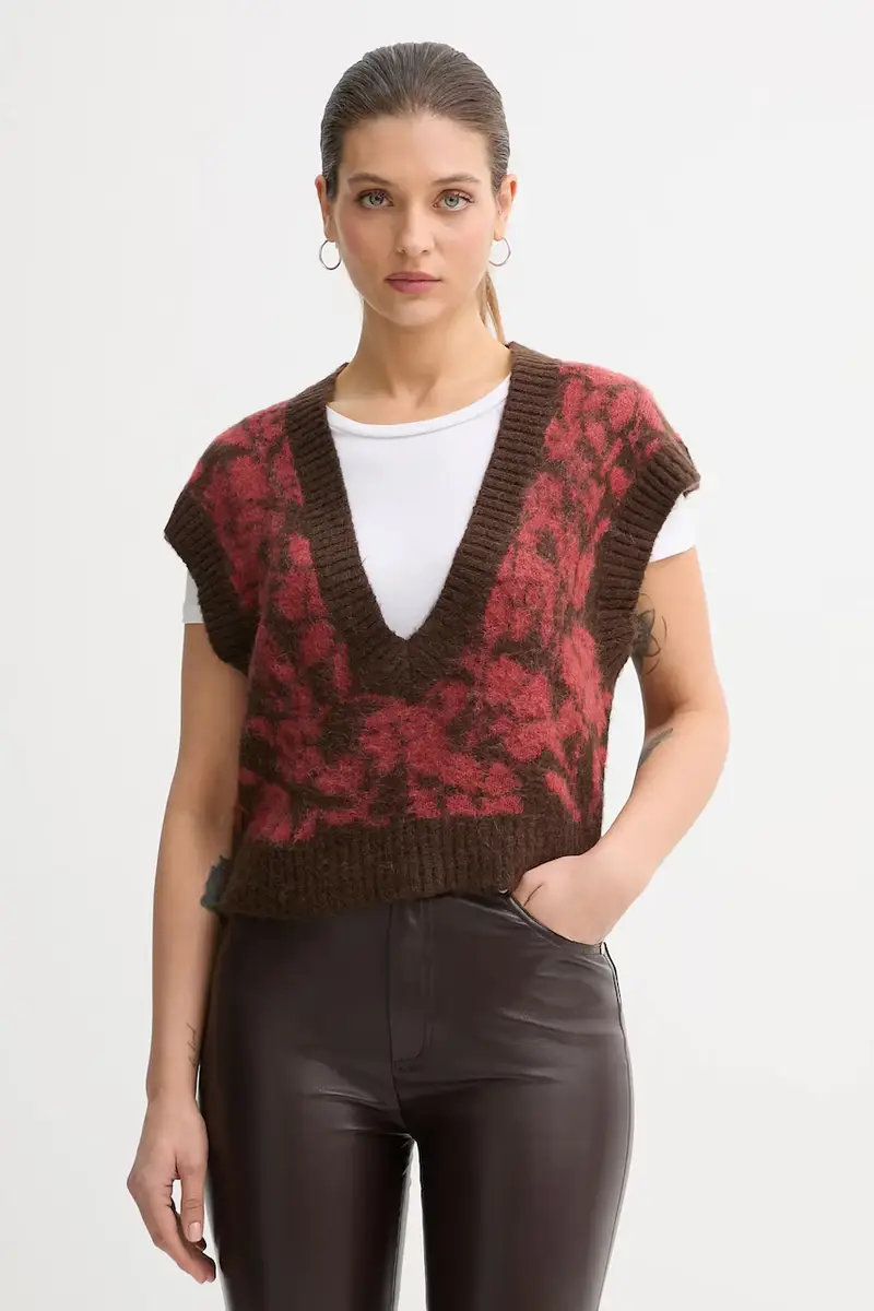 gilet con mohair colore marrone 1VAAE403E