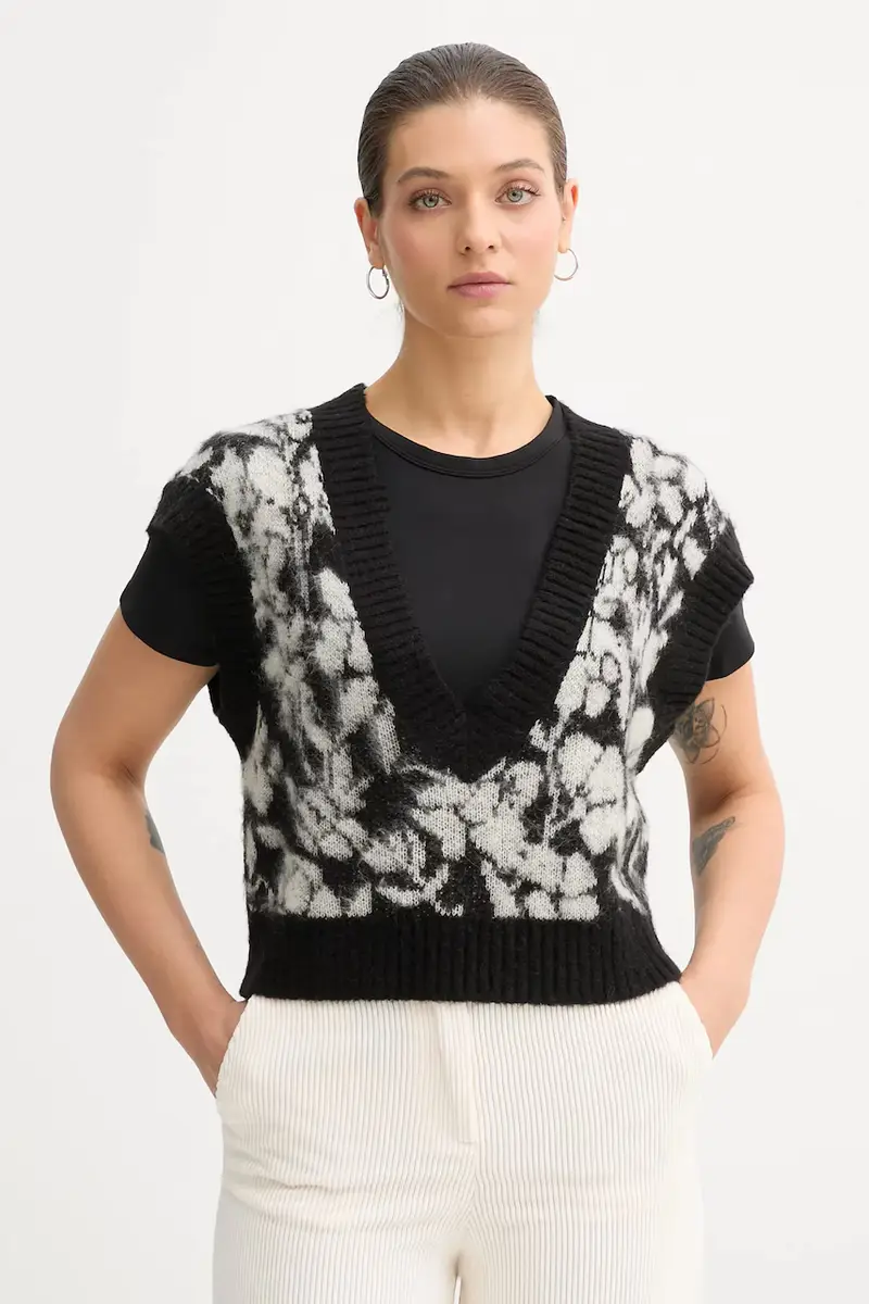 gilet con mohair colore nero 1VAAE403E