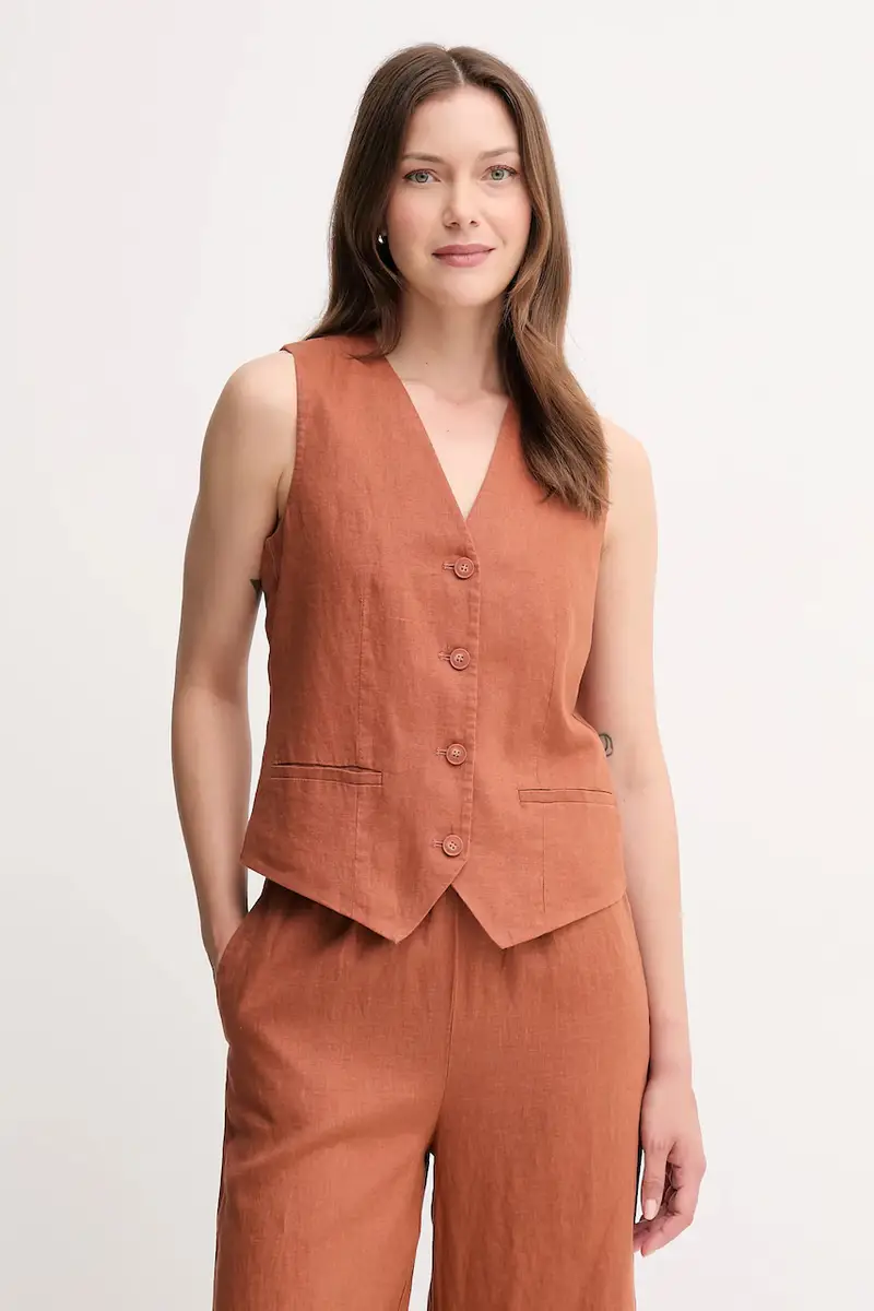 gilet in lino colore beige Arancione