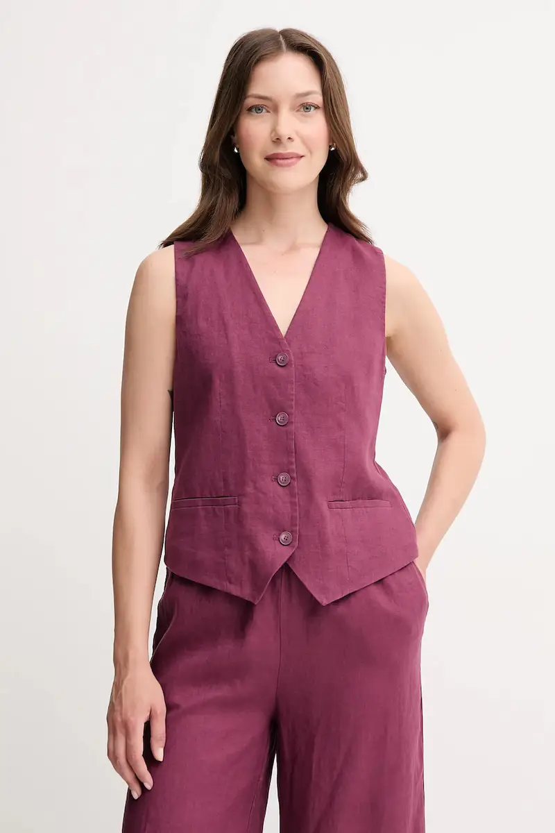 gilet in lino colore beige Violetto