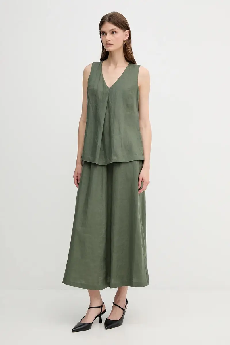 gonna di lino colore verde 4AGHD004L miniatura 2