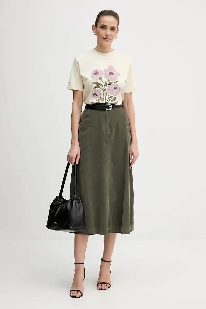 gonna in cotone colore verde 494BD0058 miniatura 2