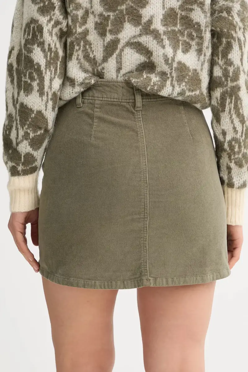 gonna in velluto a coste colore verde 41ULD005B miniatura 3