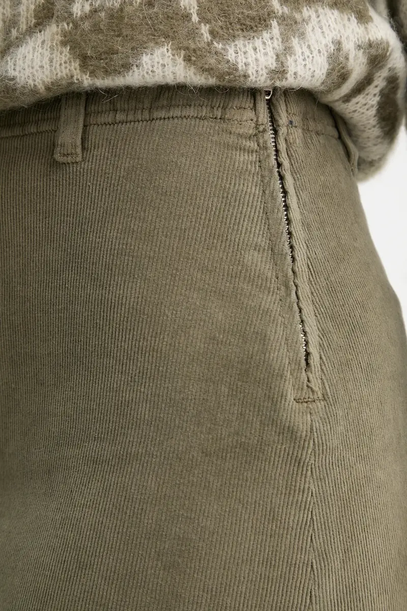 gonna in velluto a coste colore verde 41ULD005B miniatura 4