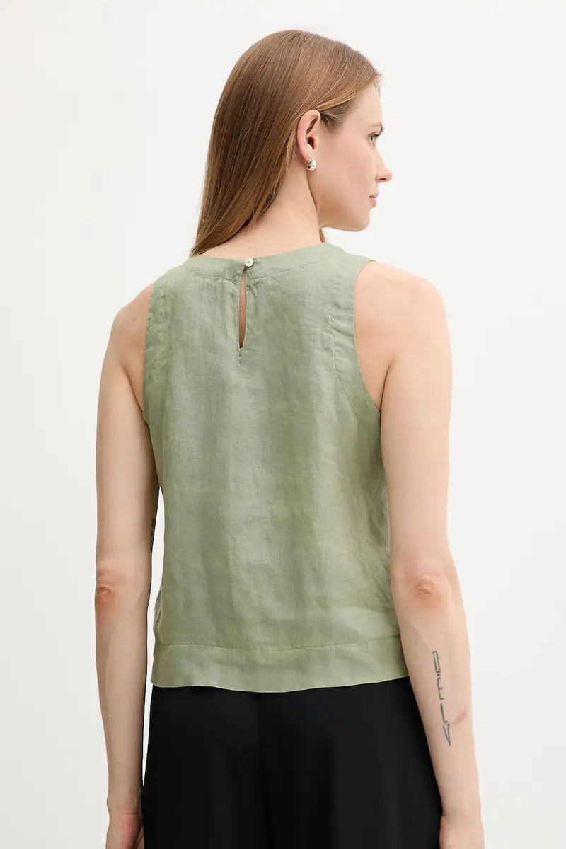 maglietta di lino donna colore verde 5BMLDQ0BU miniatura 3