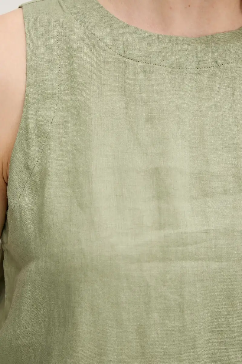 maglietta di lino donna colore verde 5BMLDQ0BU miniatura 5