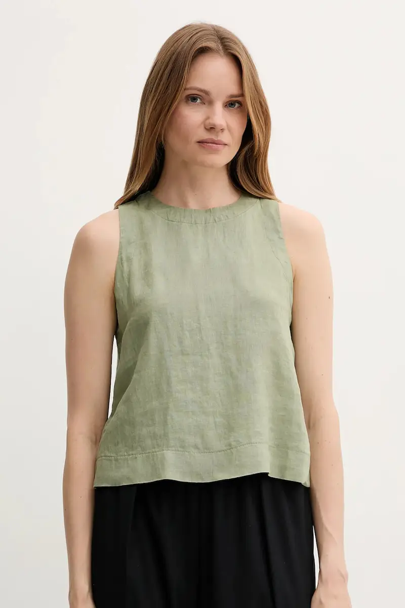 maglietta di lino donna colore verde 5BMLDQ0BU