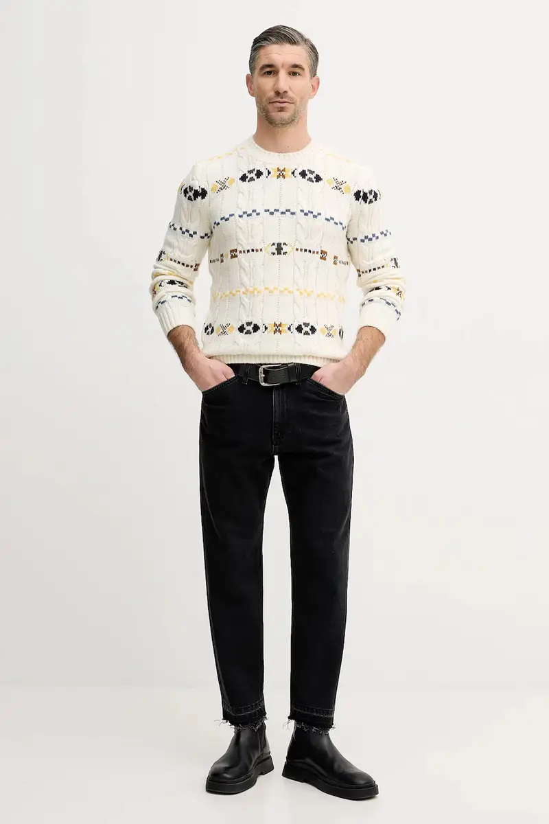 maglione con lana Beige miniatura 2