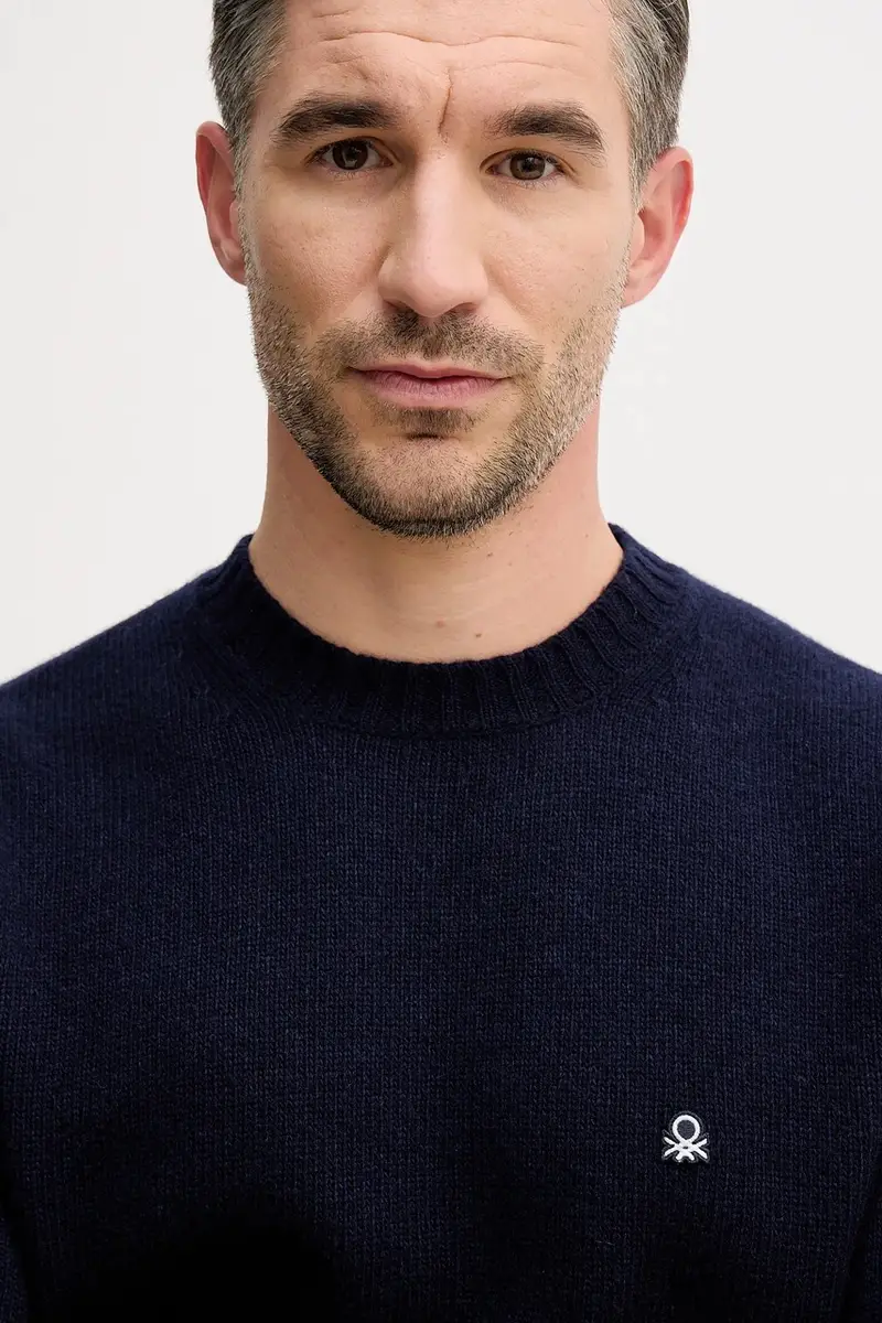 maglione con lana Blu navy miniatura 4