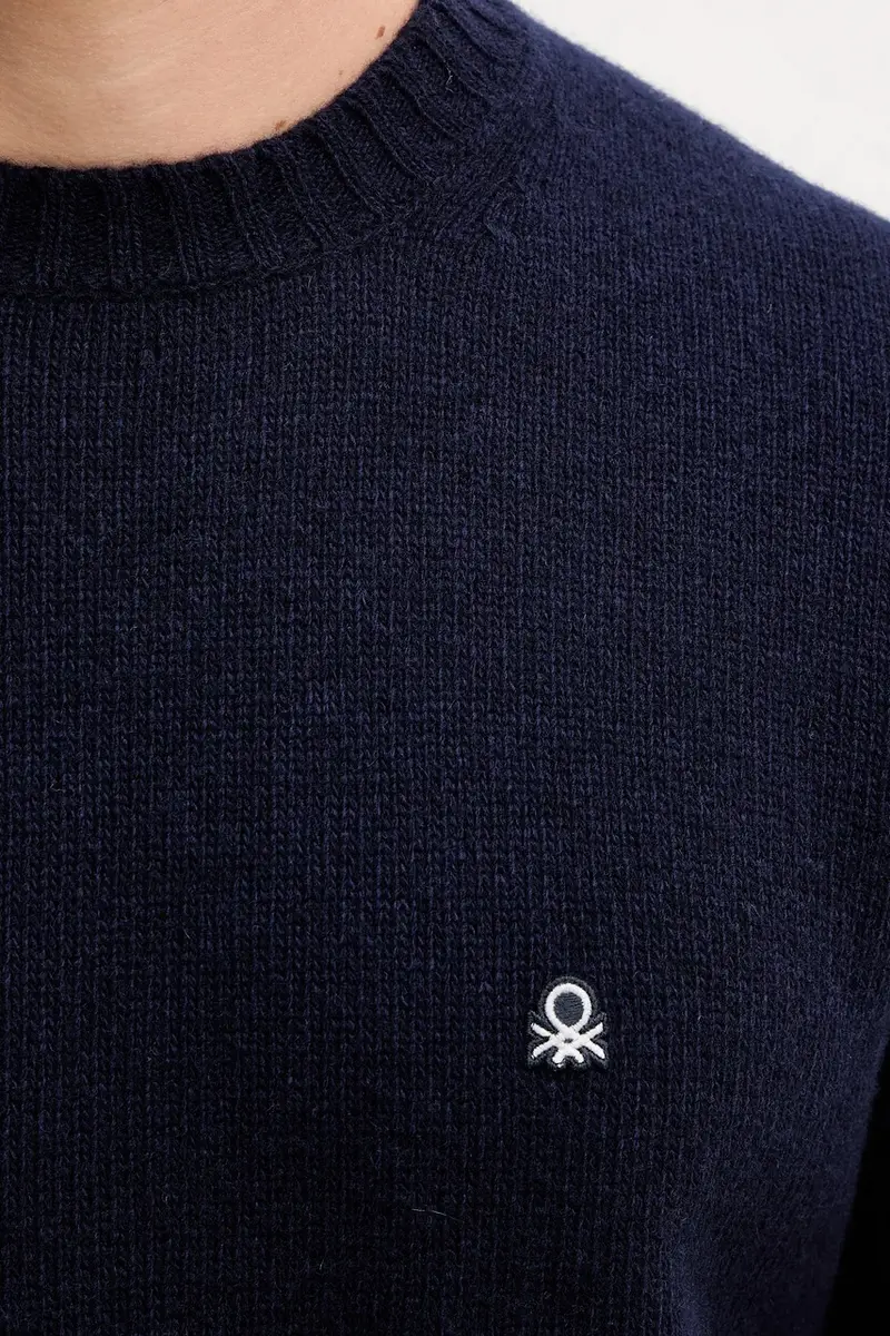 maglione con lana Blu navy miniatura 5