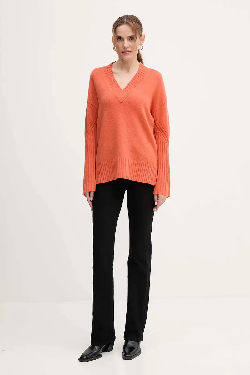 maglione con lana colore arancione 1244D403A miniatura 2