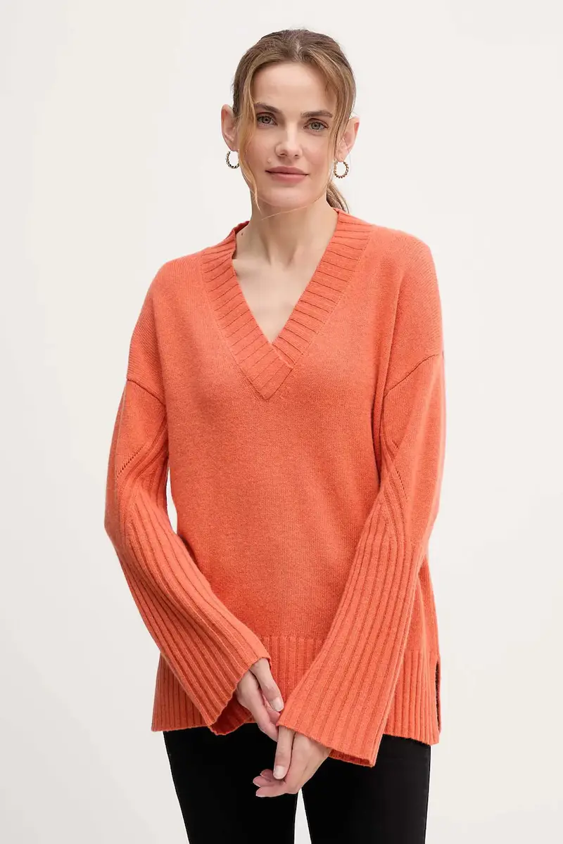 maglione con lana colore arancione 1244D403A