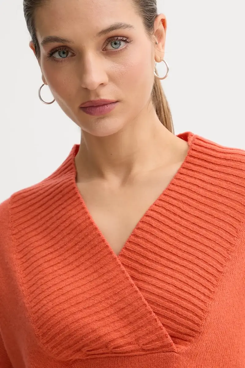 maglione con lana colore arancione 1444D403H miniatura 4