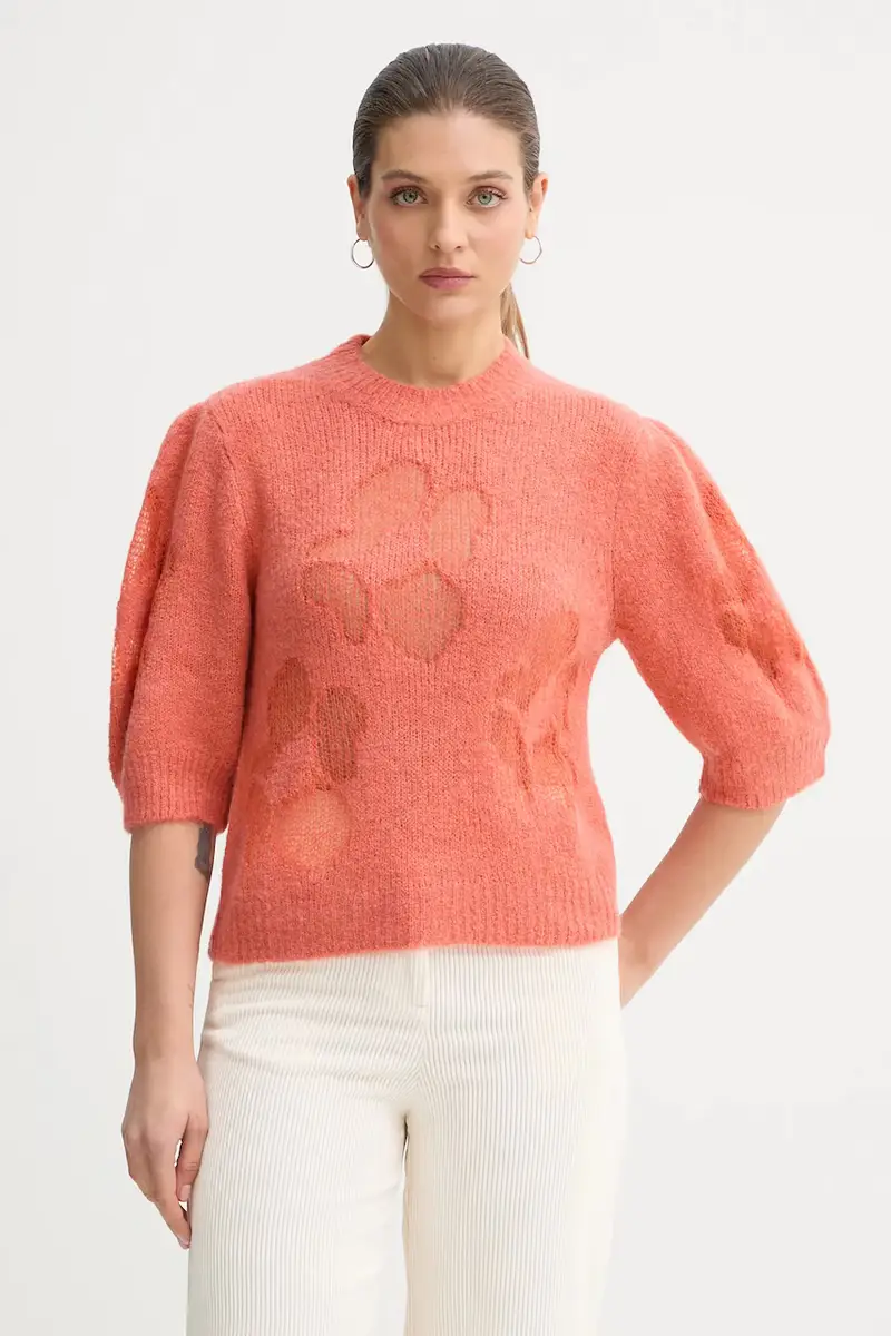 maglione con lana colore arancione 18L4E10EV