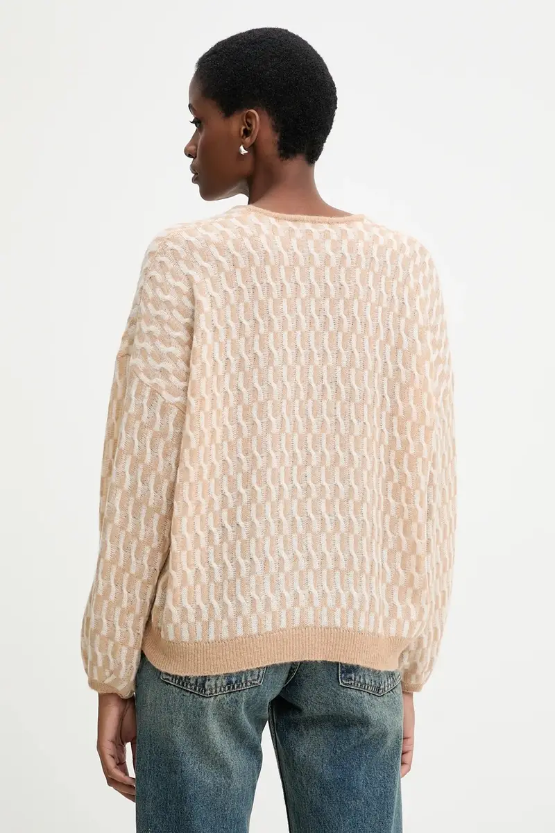 maglione con lana colore beige 1012E403C miniatura 3