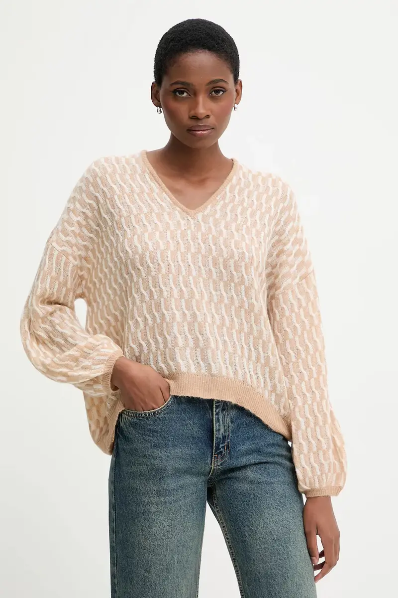 maglione con lana colore beige 1012E403C