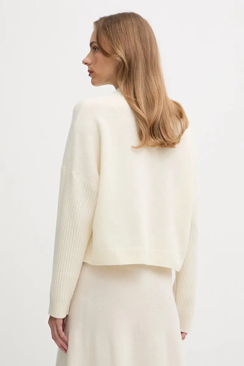 maglione con lana colore beige 1444D403H miniatura 3