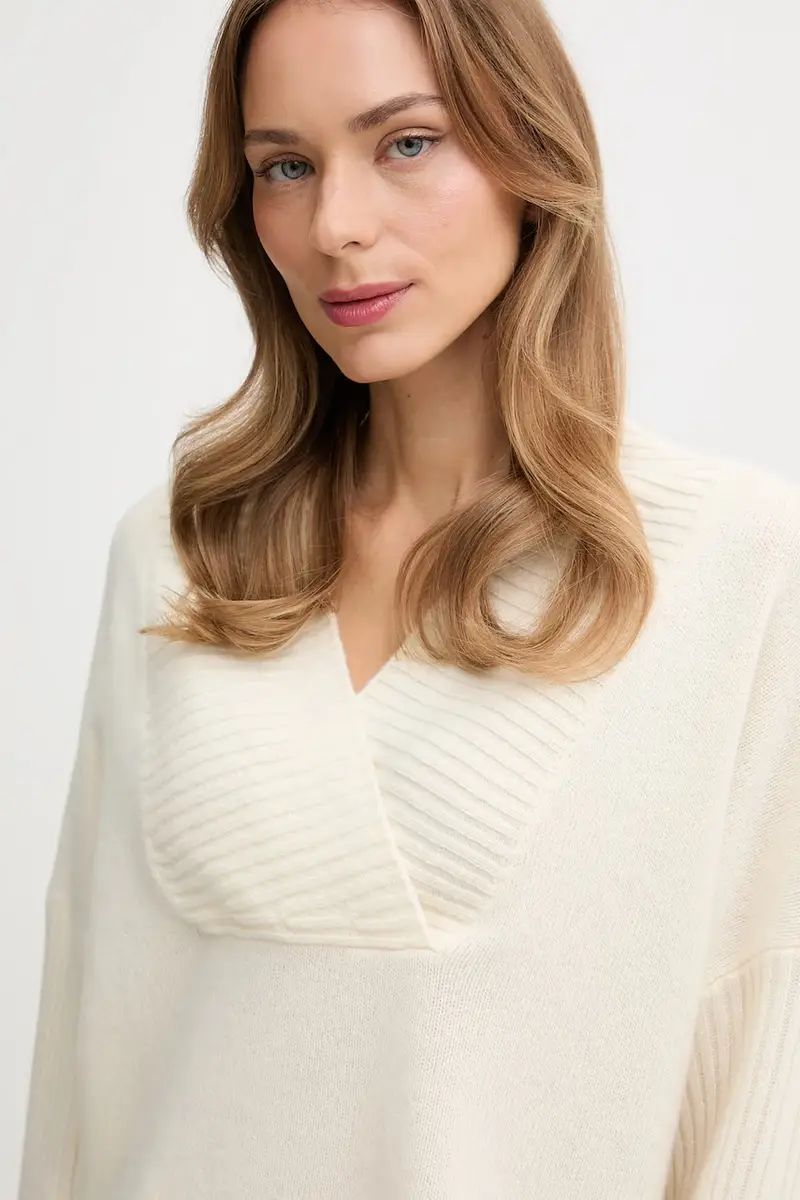 maglione con lana colore beige 1444D403H miniatura 4