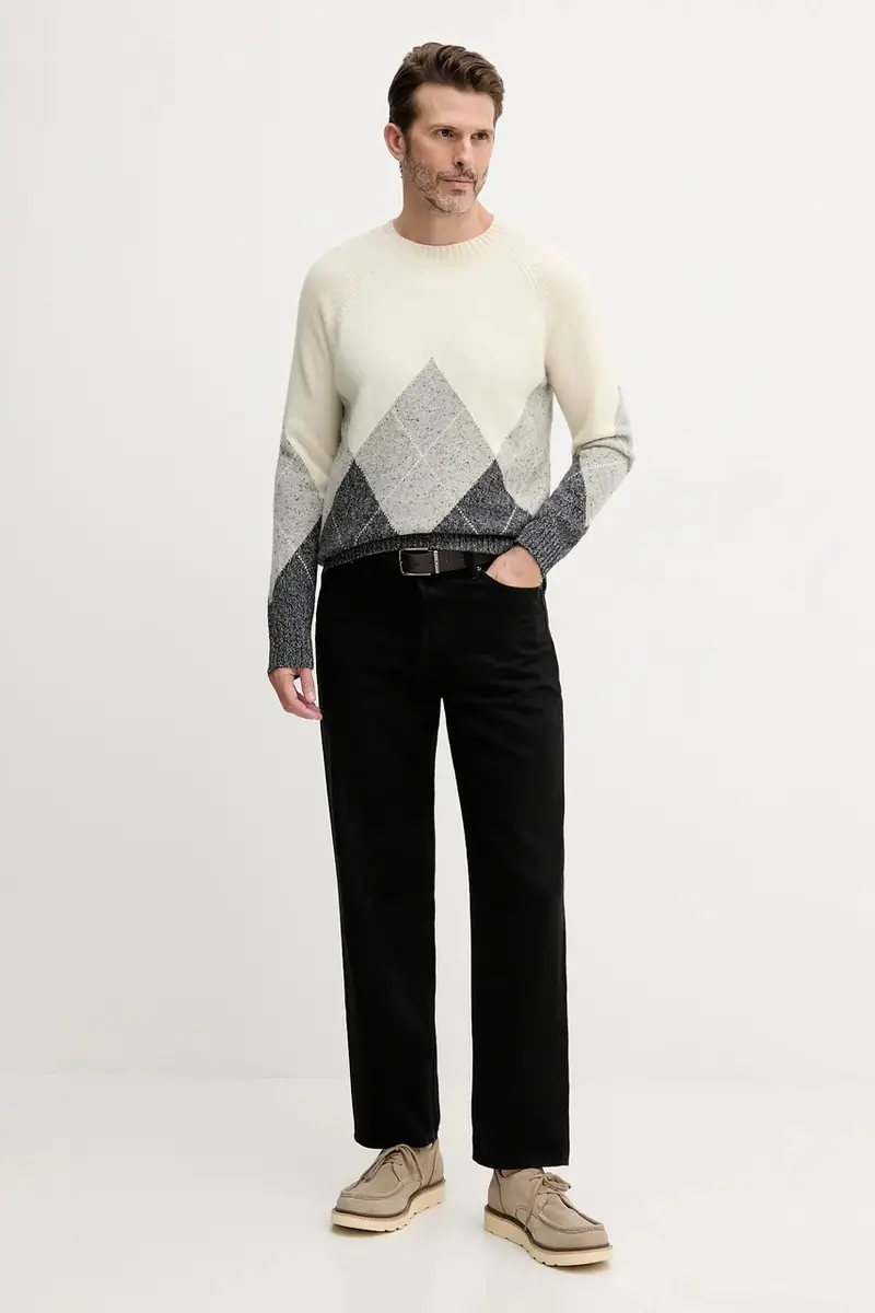 maglione con lana colore beige 1NGVK10B2 miniatura 2