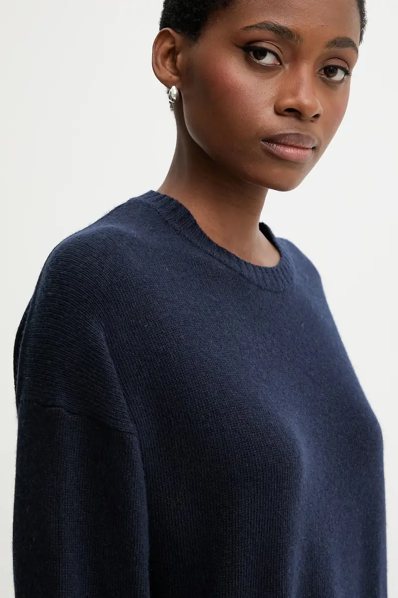 maglione con lana colore blu navy 126WD10E4 miniatura 4