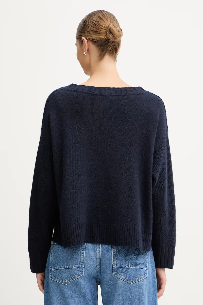 maglione con lana colore blu navy 126WD402Z miniatura 3