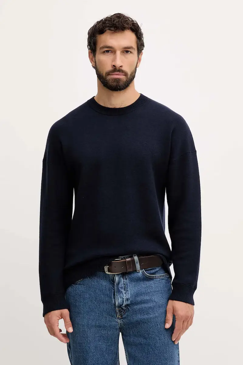 maglione con lana colore blu navy 1Y6SK10A7
