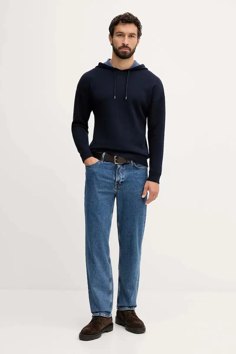 maglione con lana colore blu navy 1Y6SK201X miniatura 2