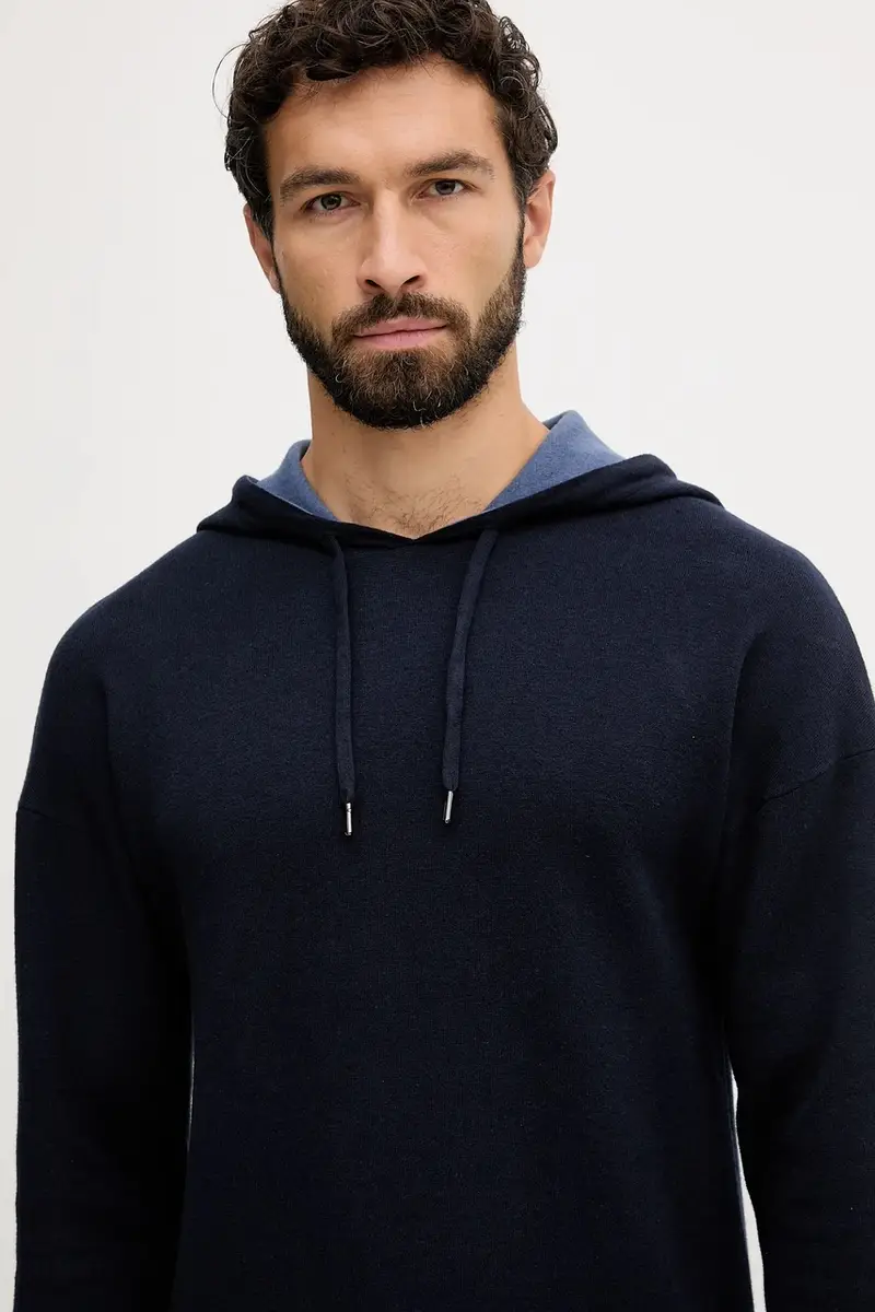 maglione con lana colore blu navy 1Y6SK201X miniatura 4