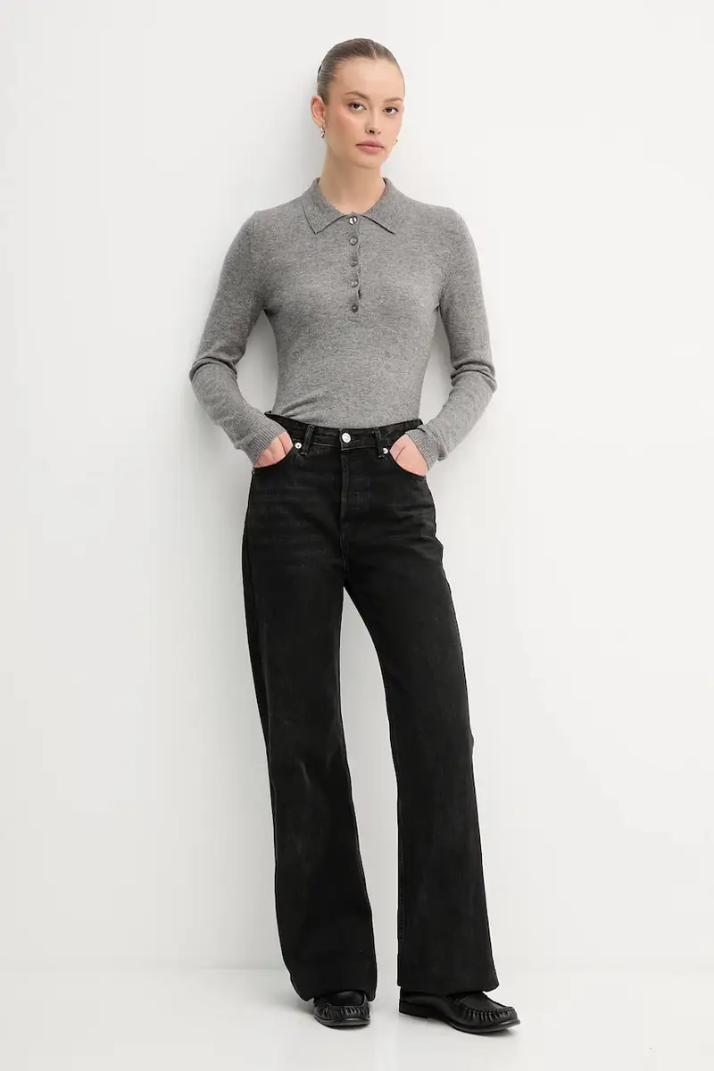 maglione con lana colore grigio 102HD301H miniatura 2