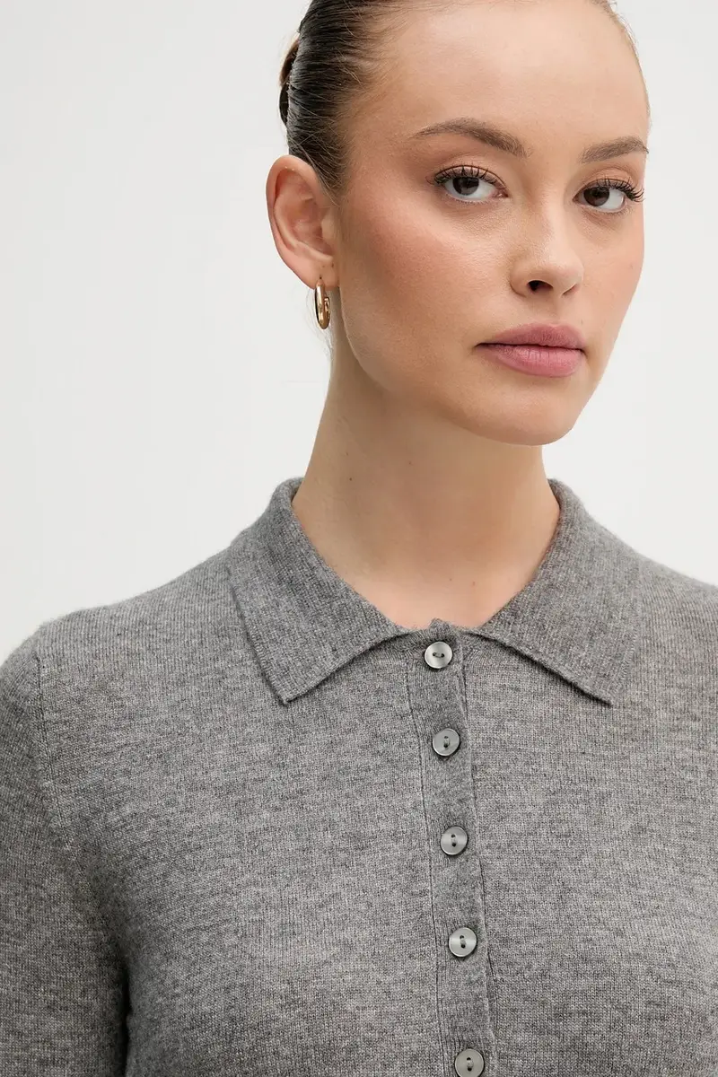 maglione con lana colore grigio 102HD301H miniatura 4