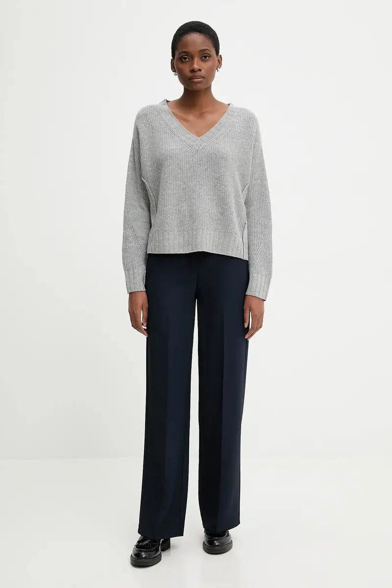 maglione con lana colore grigio 126WD402Z miniatura 2