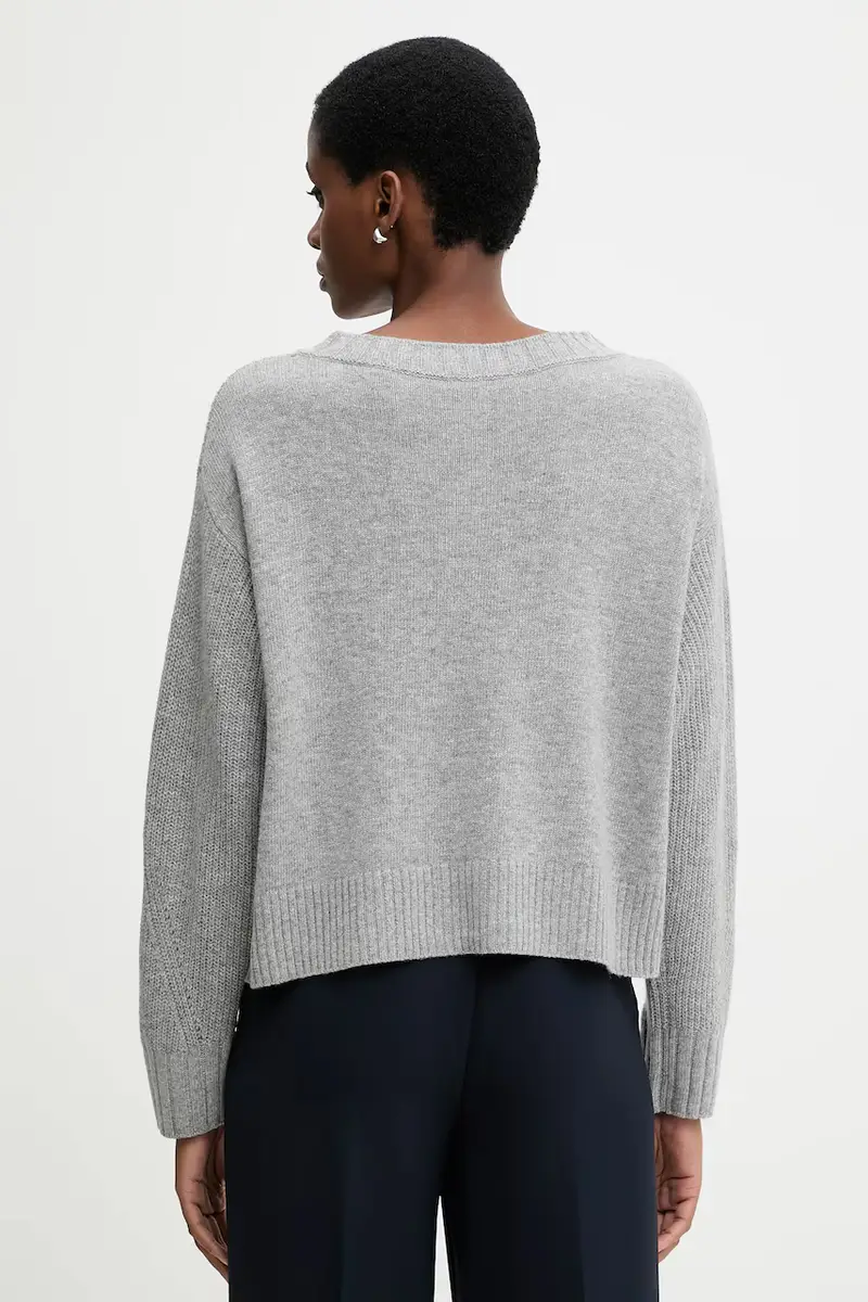 maglione con lana colore grigio 126WD402Z miniatura 3