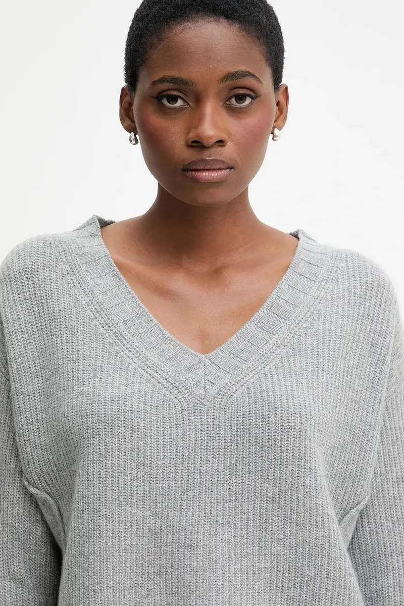 maglione con lana colore grigio 126WD402Z miniatura 4