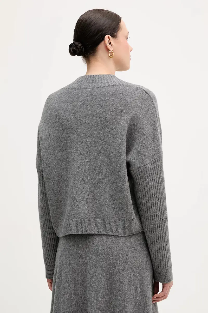 maglione con lana colore grigio 1444D403H miniatura 3