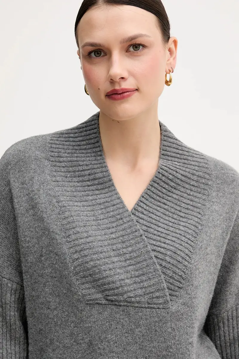 maglione con lana colore grigio 1444D403H miniatura 4