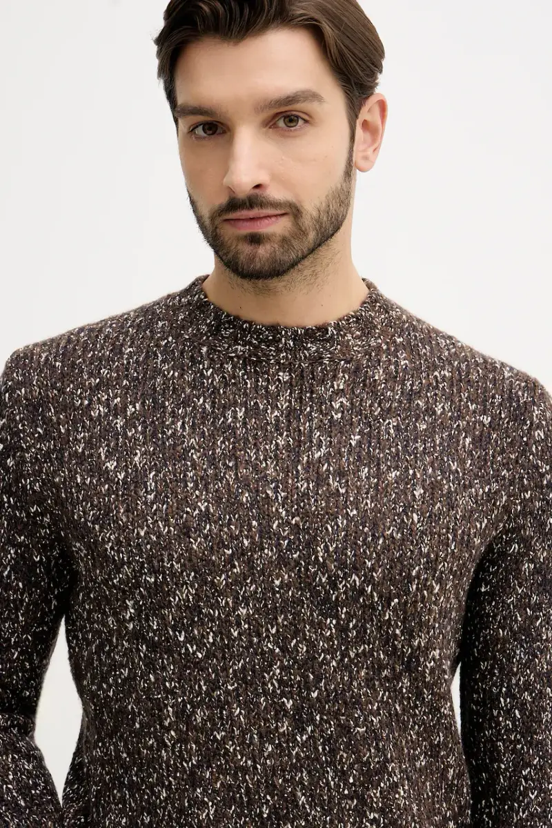 maglione con lana colore marrone 10C3U108M miniatura 4