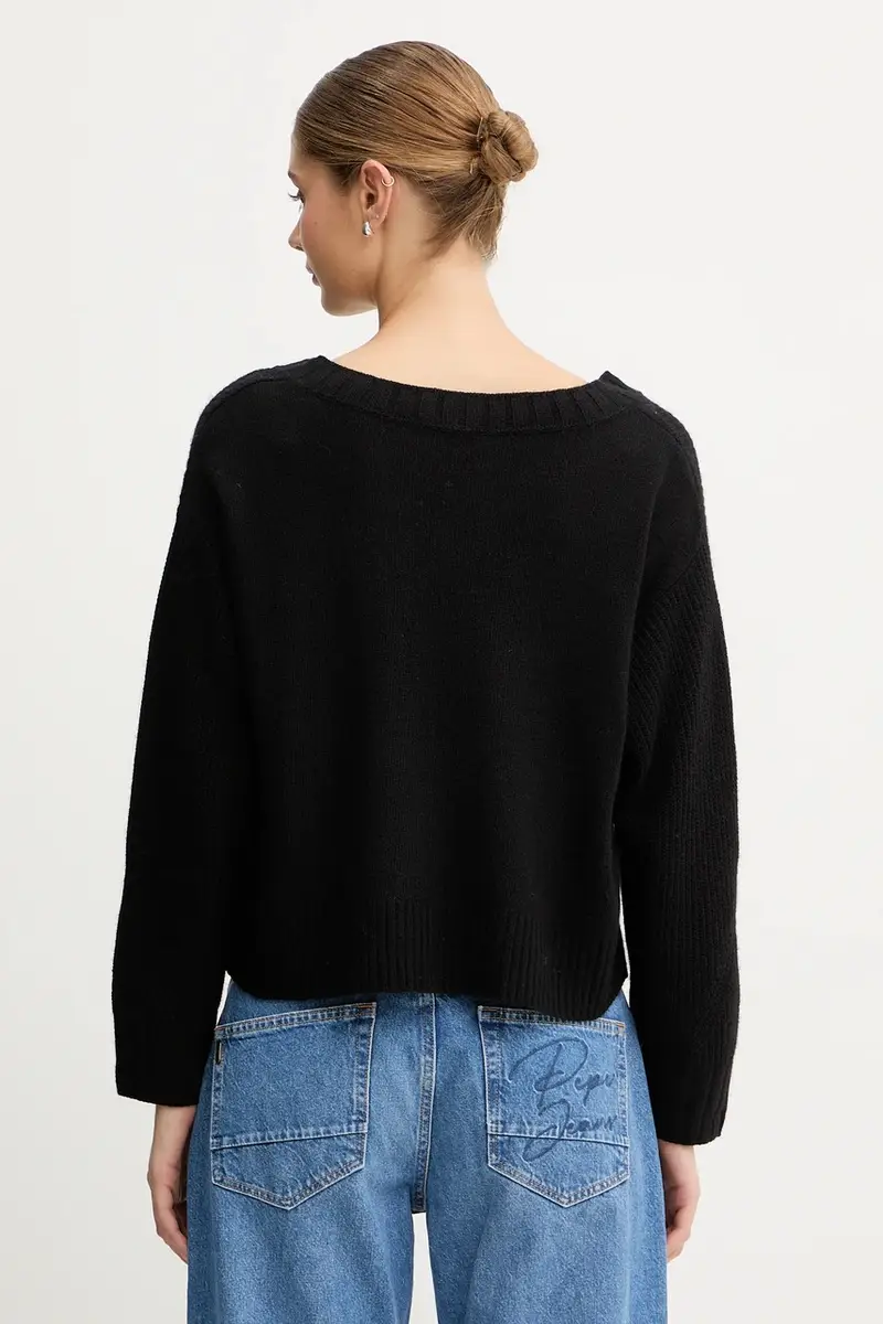 maglione con lana colore nero 126WD402Z miniatura 3