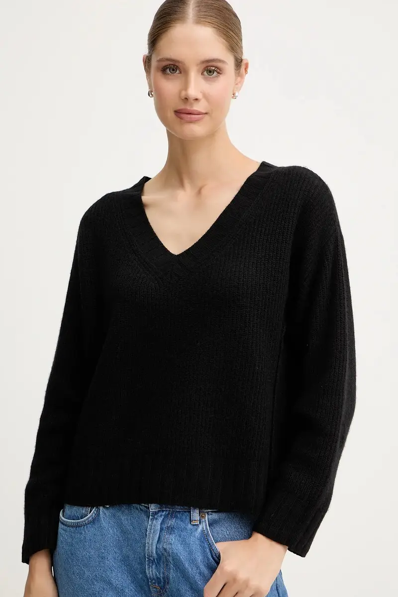 maglione con lana colore nero 126WD402Z miniatura 4