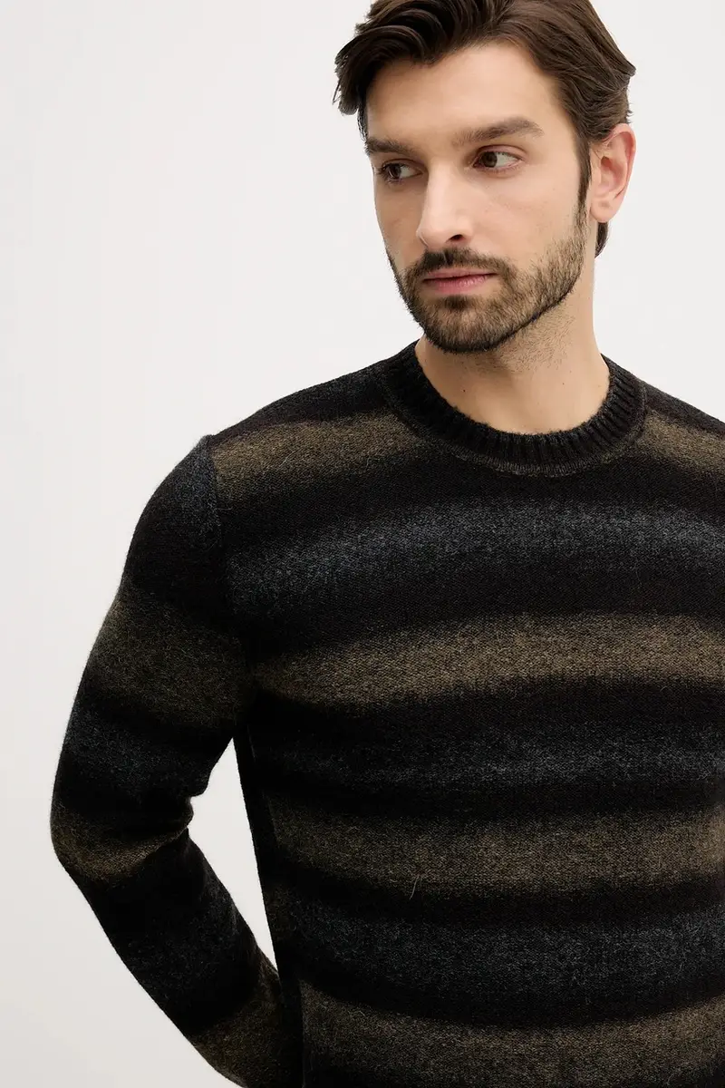 maglione con lana colore nero 1HNNK10AT miniatura 4