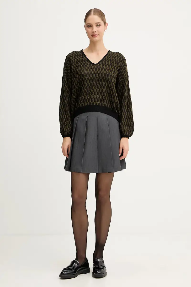 maglione con lana colore verde 1012E403C miniatura 2