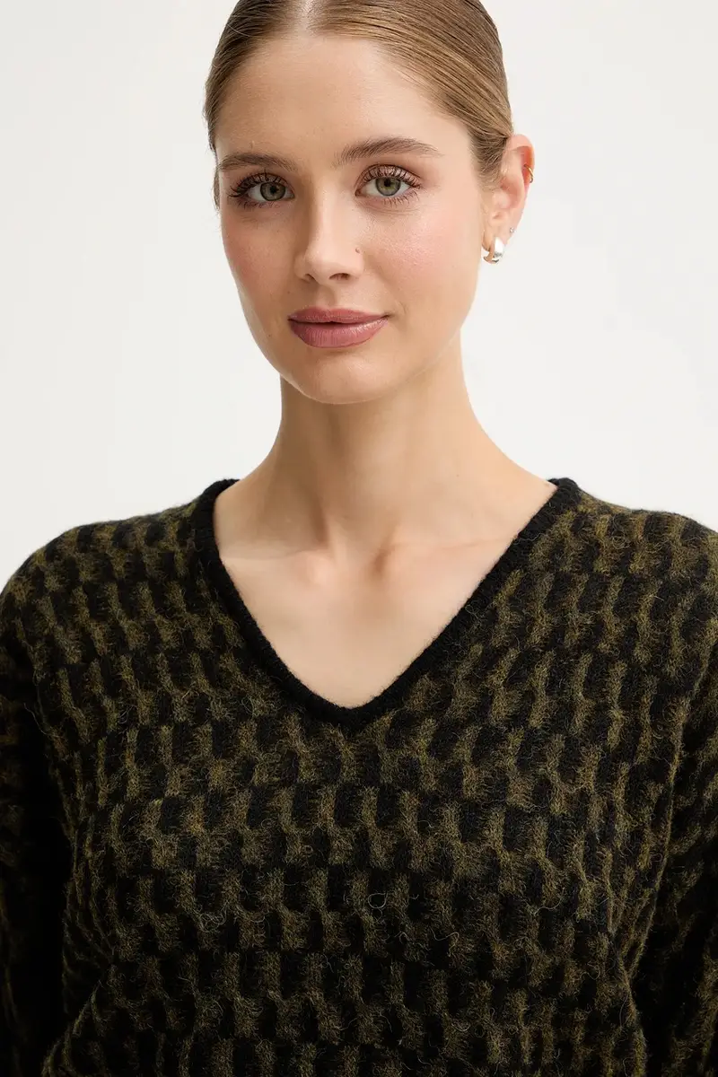 maglione con lana colore verde 1012E403C miniatura 4