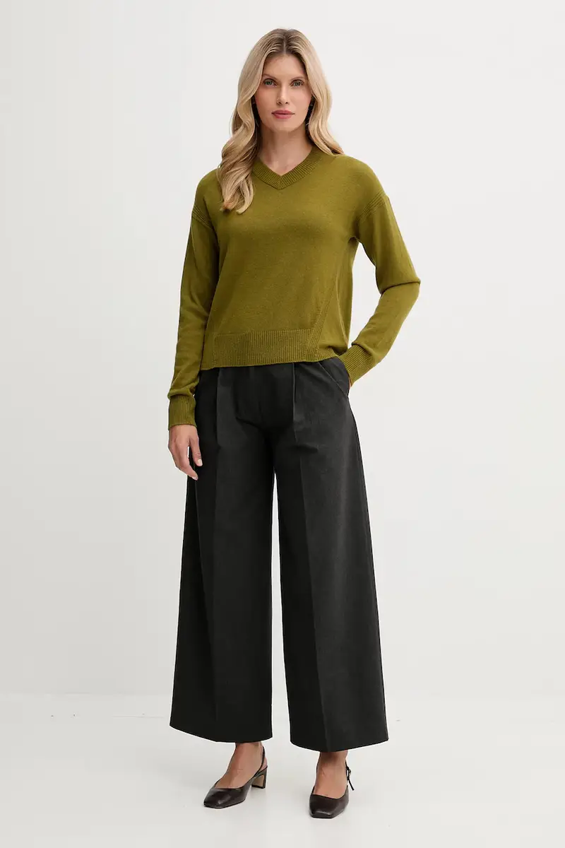 maglione con lana colore verde 102HD4032 miniatura 2