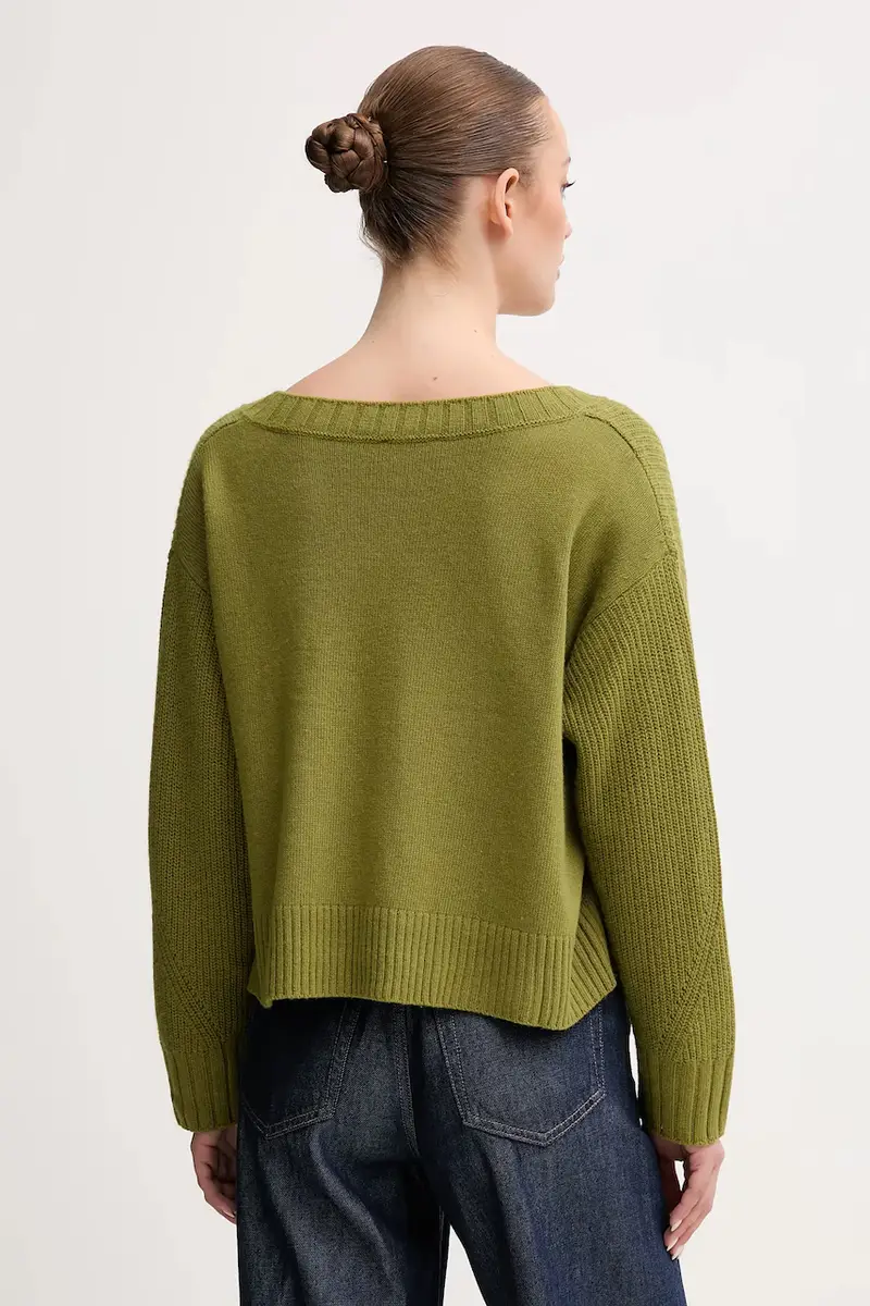 maglione con lana colore verde 126WD402Z miniatura 3