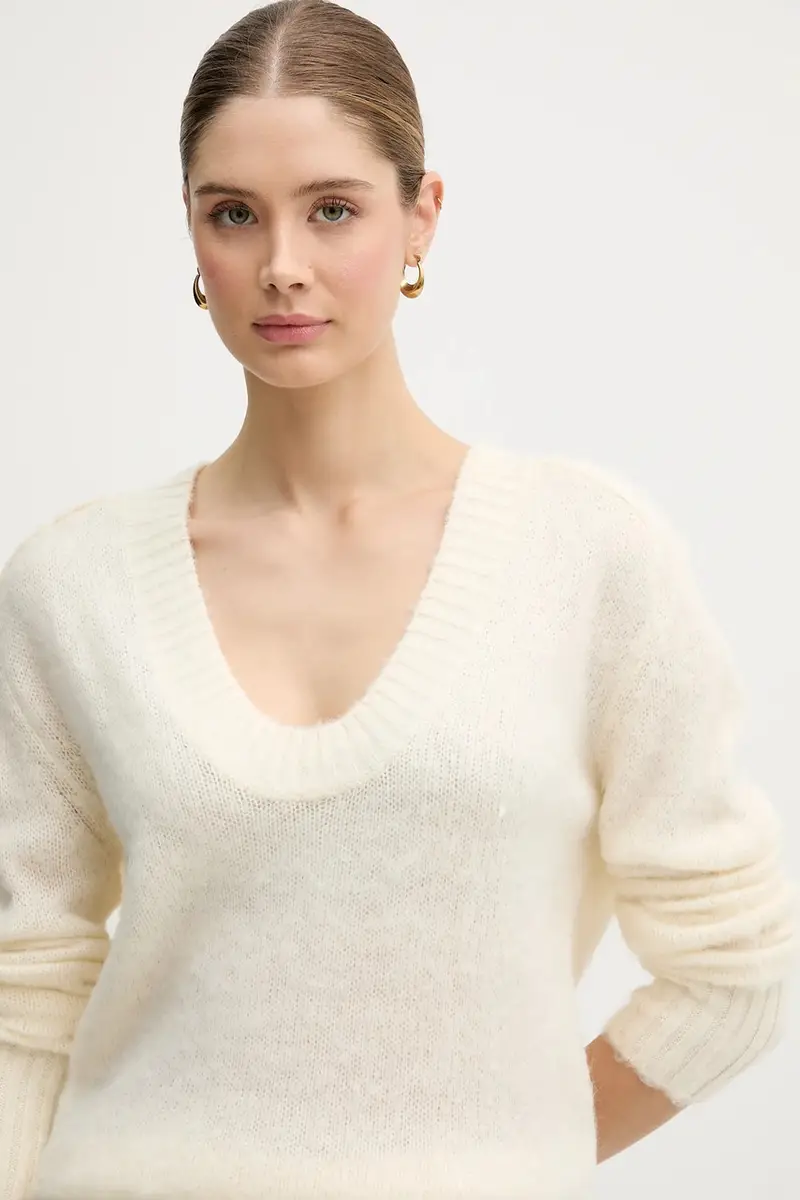 maglione con mohair Beige miniatura 4