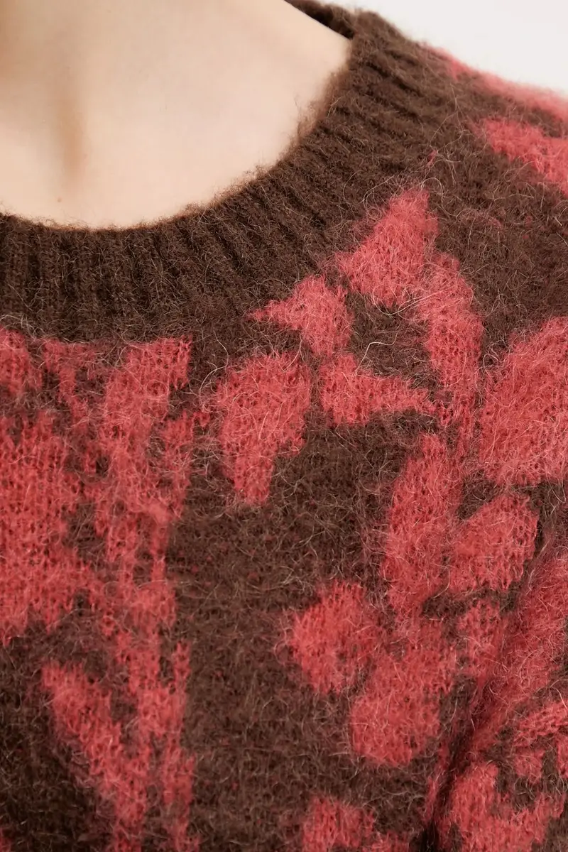 maglione con mohair Marrone miniatura 5