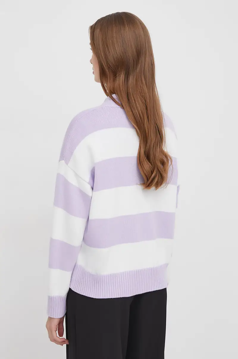 maglione in cotone colore violetto miniatura 3