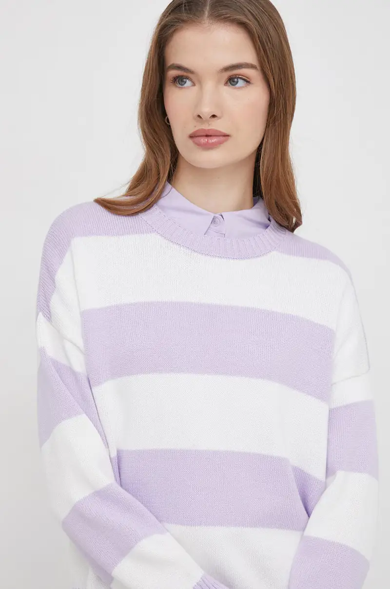 maglione in cotone colore violetto miniatura 4