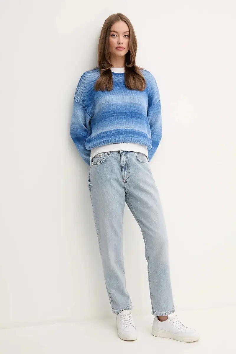 maglione in cotone donna colore blu 108FD10DH miniatura 2