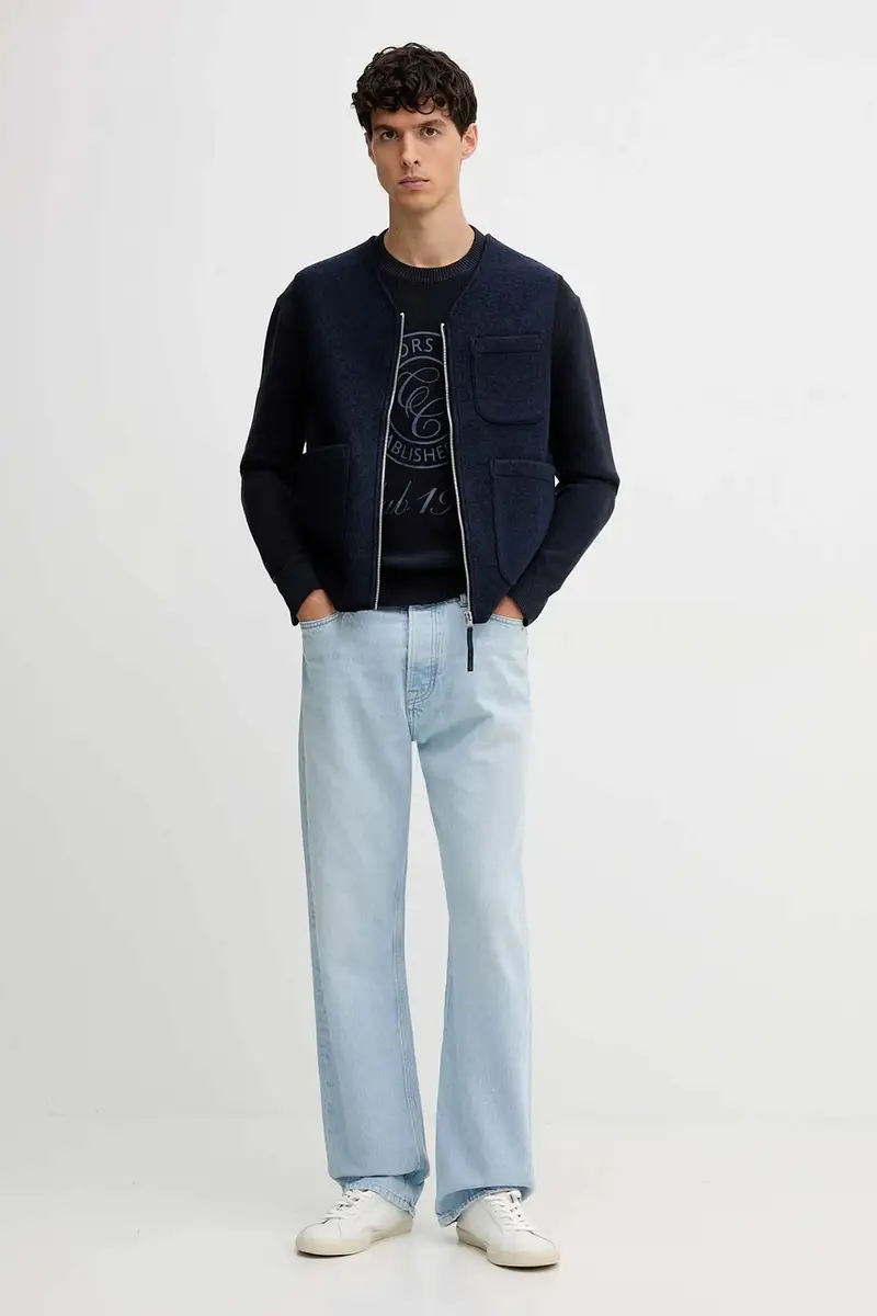 maglione in cotone uomo colore blu navy 10C1K10AI miniatura 2