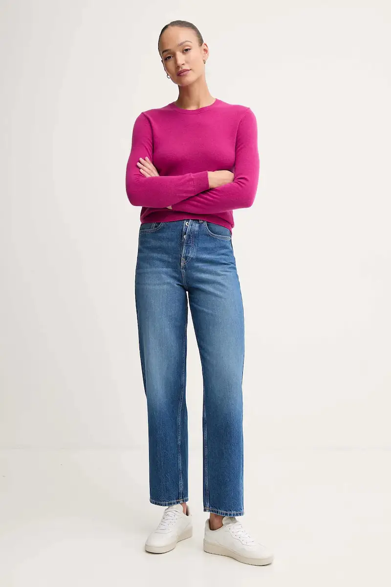 maglione in lana donna colore blu Rosa miniatura 2